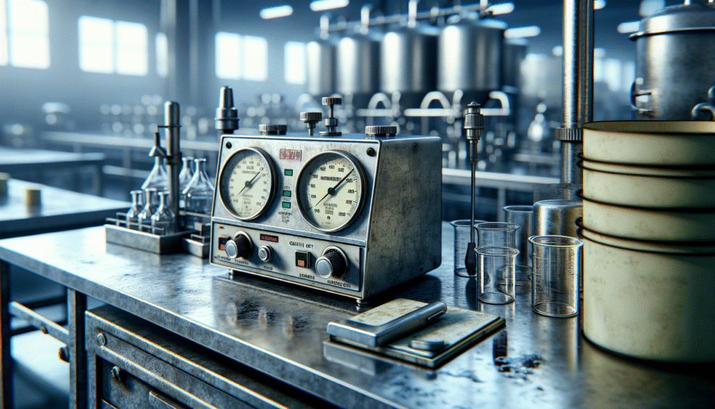 Used Turbidity Meter and TDS Meter on a lab bench in a food processing quality control area.