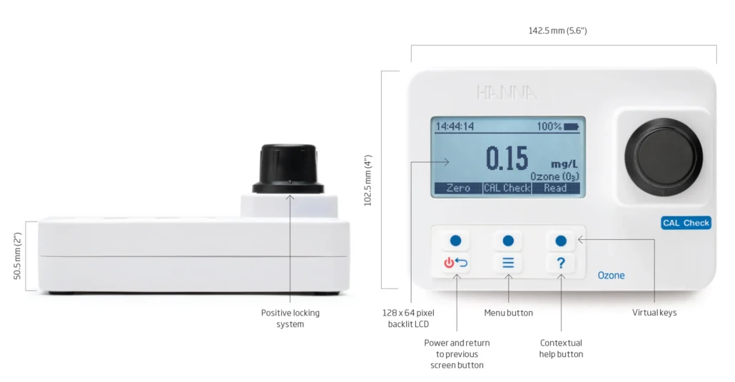 Penjelasan fungsi bagian alat Hanna HI97757 ozone photometer untuk air