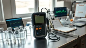 Perbandingan EC meter portable dan inline untuk quality control (QC) kemasan pada lini produksi modern.